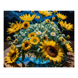 Pôster Bodegón Flores y Noche 1 - 001