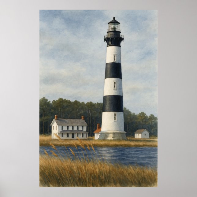 Poster Bodie Island Lighthouse Watercolor (Frente)