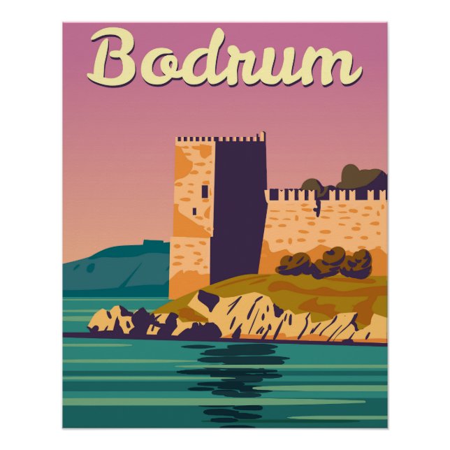 Pôster Bodrum Castle retro poster, estância turca (Frente)