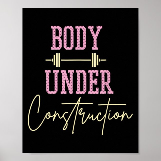 Poster Body Under Construction Funny Motivational Workout (Frente)
