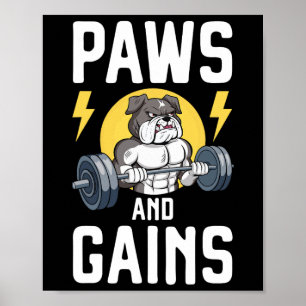 Poster Bodybuilder Dog Lover Gym Visto Malhação Workout B