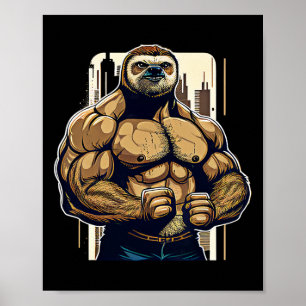 Poster Bodybuilder Sloth Funny Bodybuilding Sloth Malhaçã