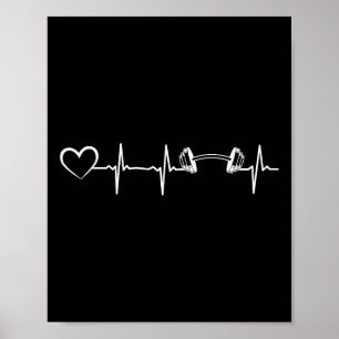 Poster Bodybuilding Dumbbell Heartbeat Gym Bodybuil