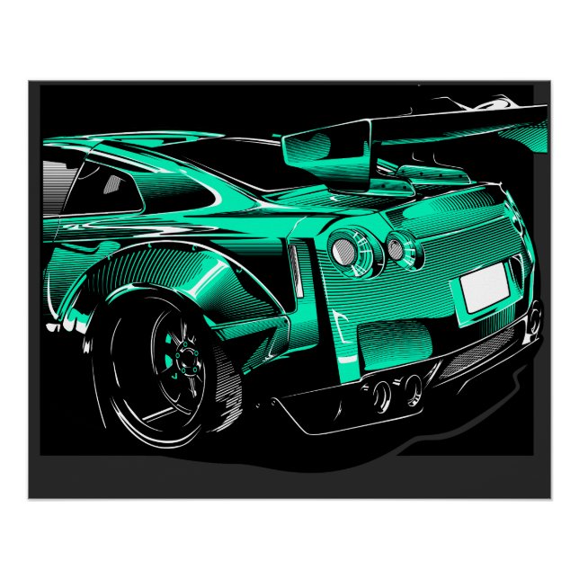 Pôster Bodykit de ajuste verde R35 GTR (Frente)