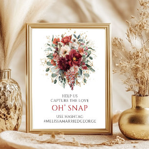 Poster Boêmio Burgundy Outono Floral Oh Snap Mesa