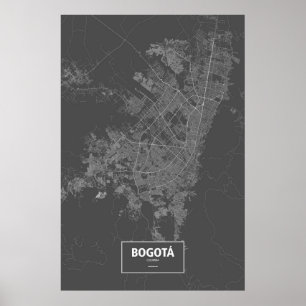 Pôster Bogotá, Colômbia (branca no preto)