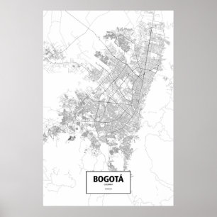 Pôster Bogotá, Colômbia (preto no branco)