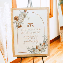 Poster BOHEME Terracotta Floral Boho RN Nurse Graduation