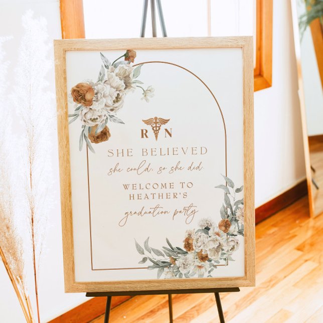 Poster BOHEME Terracotta Floral Boho RN Nurse Graduation (Criador carregado)