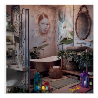 Pôster "Bohemian Bath Bliss - Fada e Legância Feminina