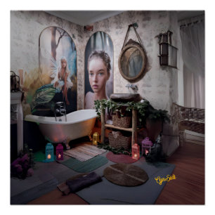 Pôster "Bohemian Bath Bliss - Fada e Legância Feminina