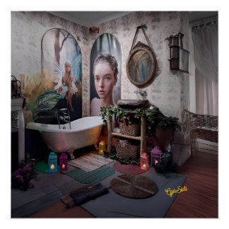 Pôster "Bohemian Bath Bliss - Fada e Legância Feminina
