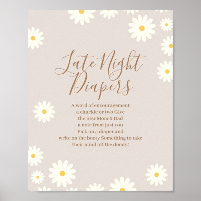 Poster Bohemian Daisy Floral Baby Late Night Sinal (Frente)