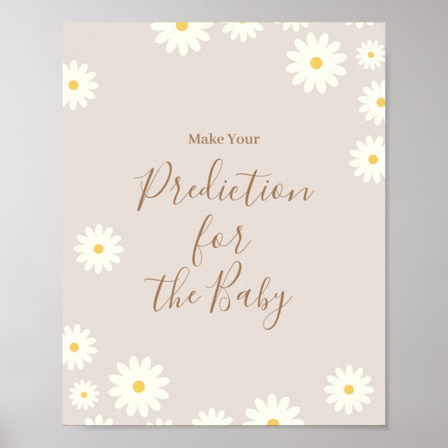 Poster Bohemian Daisy Floral Predições para bebê (Frente)