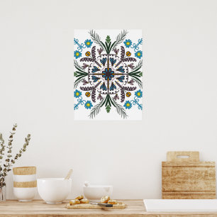 Poster Bohemian Mandala Colorida Plant Floral