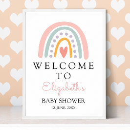 Poster Bohemian Pastel Rainbow Baby Shower for a Girl