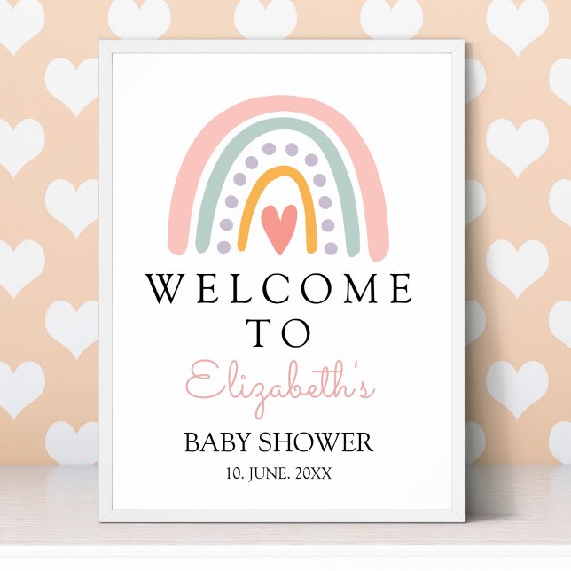 Poster Bohemian Pastel Rainbow Baby Shower for a Girl (Criador carregado)