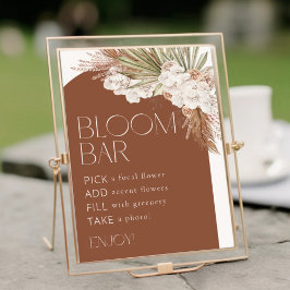 Poster Bohemian Terracotta Floral Feather Bloom Bar
