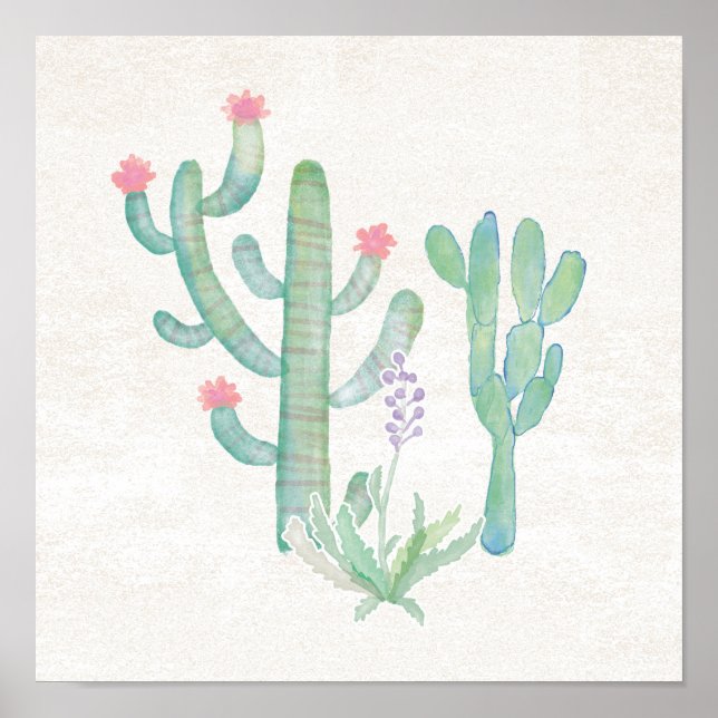 Poster Bohemian Watercolor Cactus (Frente)