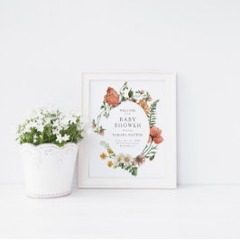 Poster Bohemian Wildflower Butterfly Chá de fraldas Welco