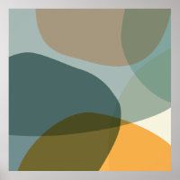 Boho Abstrato Geométrico Formas Azul e Amarelo