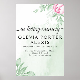 Poster Boho Aguarela Folhas de Eucalipto Funeral Bem-vind