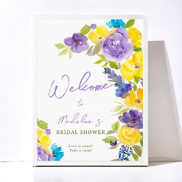 Poster Boho amarelo lavanda floral chá de panela bem-vind
