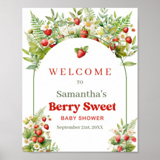 Poster Boho Arch Berry Sweet Wild Strawberry Pink bem-vin