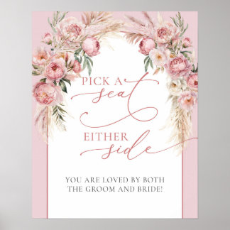 Poster Boho arch blush peonies Escolha um assento em um d