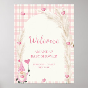 Poster Boho Arch Gingham Sweetheart Chá de fraldas Welcom