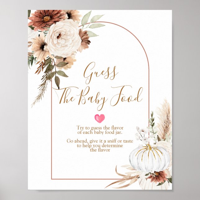 Poster Boho Arch White Pumpkin adivinha a Comida (Frente)