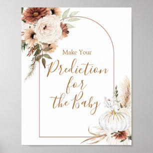 Poster Boho Arch White Pumpkin Predições para bebê