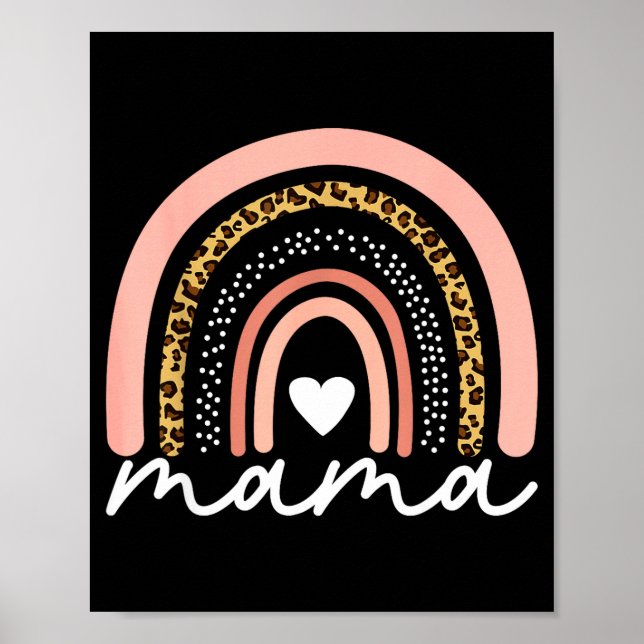 Poster Boho Arco-íris Mamãe Leopardo Dia das Mães Cute Mã (Frente)