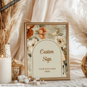 Poster Boho Atemporal Cobre Bege Oliva Floral Personaliza