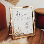 Poster Boho Autumn Wildflower | Sinal de menu de casament<br><div class="desc">Apresentando nossa maravilhosa flor silvestre do outono | cardápio de casamento, que abraça uma design simples e moderna que reflete a beleza da natureza. Apresentando flores e folhas de terracota de queda seca prensada, ele captura a essência das matizes laranja queimadas em outubro, criando um design mínimo, mas clássico, que...</div>