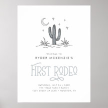 Boho Azul Moderno Meninos Primeiro Rodeio 1º Anive
