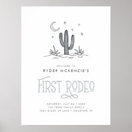 Poster Boho Azul Moderno Meninos Primeiro Rodeio 1º Anive