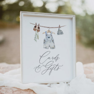 Poster Boho Baby Clothes Boy Chá de fraldas Cards and Gif