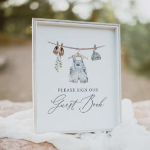 Poster Boho Baby Clothes Boy Chá de fraldas Guest Sinal