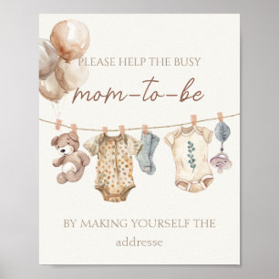Poster Boho Baby Clothes Busy Mãe-to-Be Address