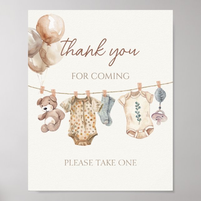 Poster Boho Baby Clothes Obrigado por vir (Frente)