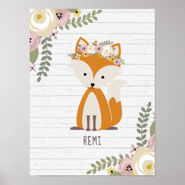 Poster Boho Baby Fox Wood Personalised Nursery Trabalho d