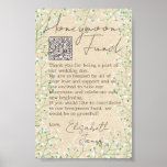 Poster Boho Baby's Breath Flowers Rustic Honeymoon Fund<br><div class="desc">Um sinal de mesa adorável para gentilmente pedir aos seus hóspedes que contribuam para o seu fundo de lua de mel. As lindas e delicadas flores de aquarela do bebê com uma tipografia elegante de escrita adicionarão um toque puro e alegre ao seu decor de casamento.</div>