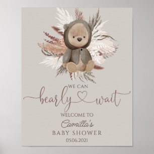 Poster Boho Bear Chá de fraldas Bem-vindo