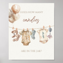 Poster Boho Bebê Roupa Adivinha Quantas Canetas