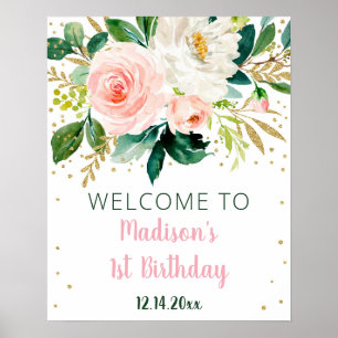 Poster Boho Birthday, Dourado, Blush
