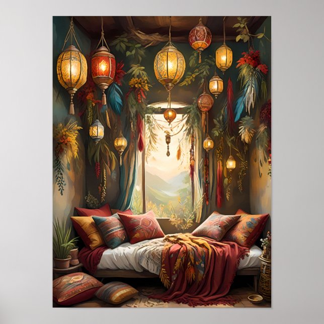 Poster Boho Bliss - Quarto Boêmico Estético (Frente)