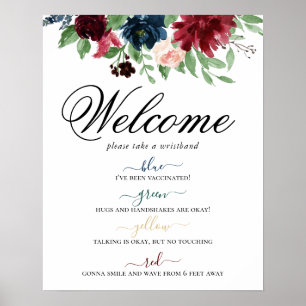 Poster Boho Bloom Distância Social Floral Burgundy