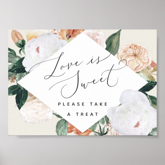 Poster Boho Blooms Love É Bonito Sinal De Bar De Sobremes (Frente)