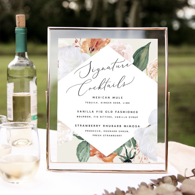 Poster Boho Blooms Signature Cocktail Sinal (Criador carregado)